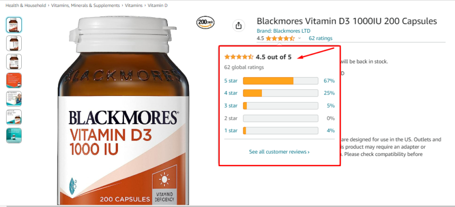 Đánh giá của khách hàng về  viên uống Vitamin D3 Blackmores 1000IU