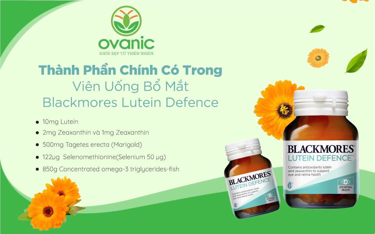 Thành phần Viên Uống Bổ Mắt Blackmores Lutein Defence