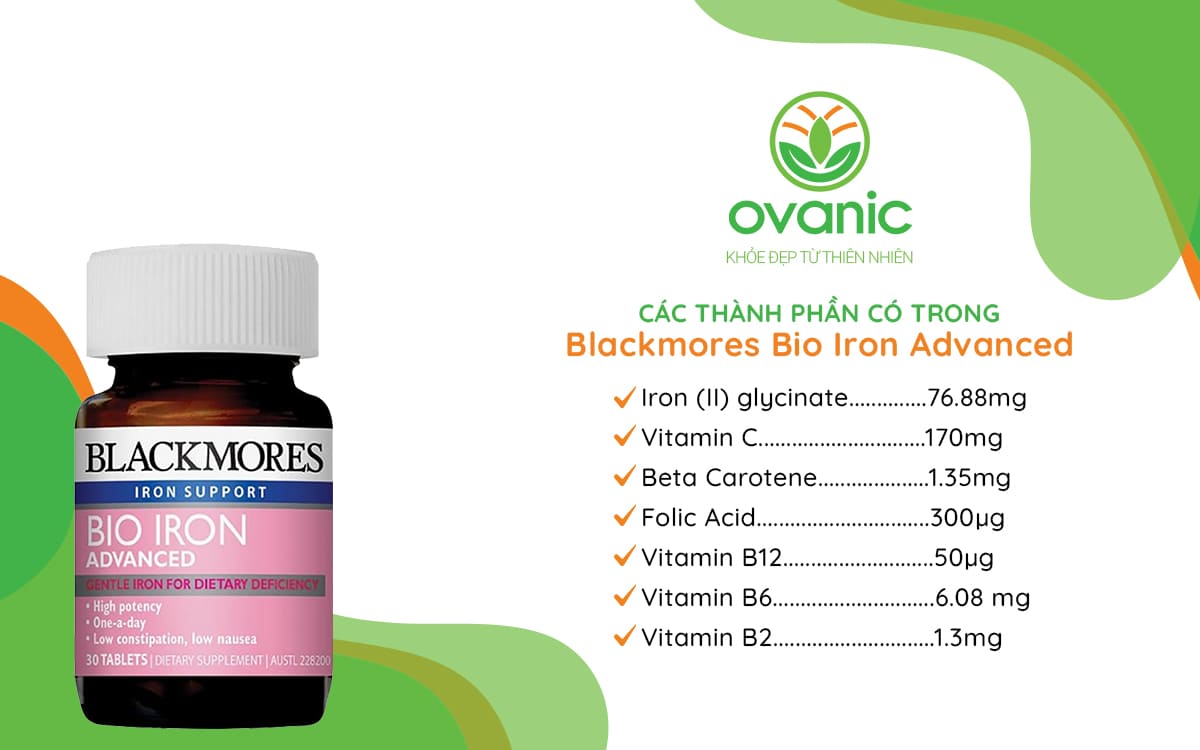 Thành phần thuốc của Blackmores Bio Iron Advanced