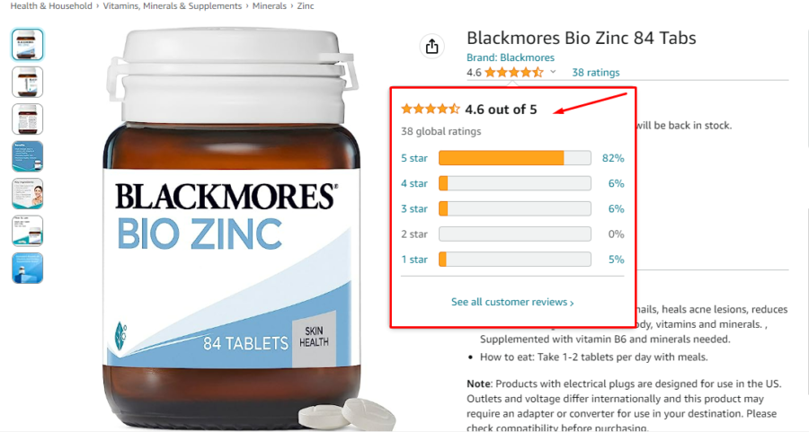 Đánh giá của người dùng về  Viên uống Blackmores Bio Zinc