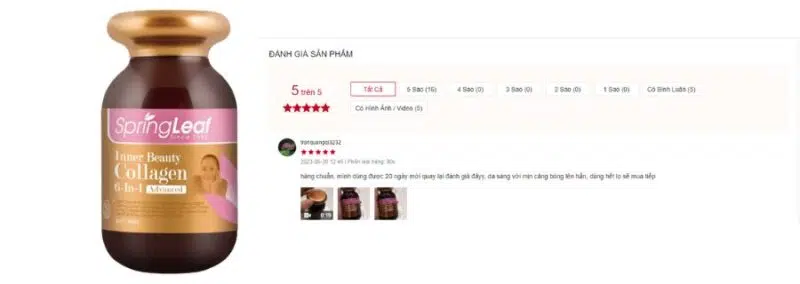 Đánh giá của người dùng về viên Collagen 6 in 1 Spring Leaf Inner Beauty