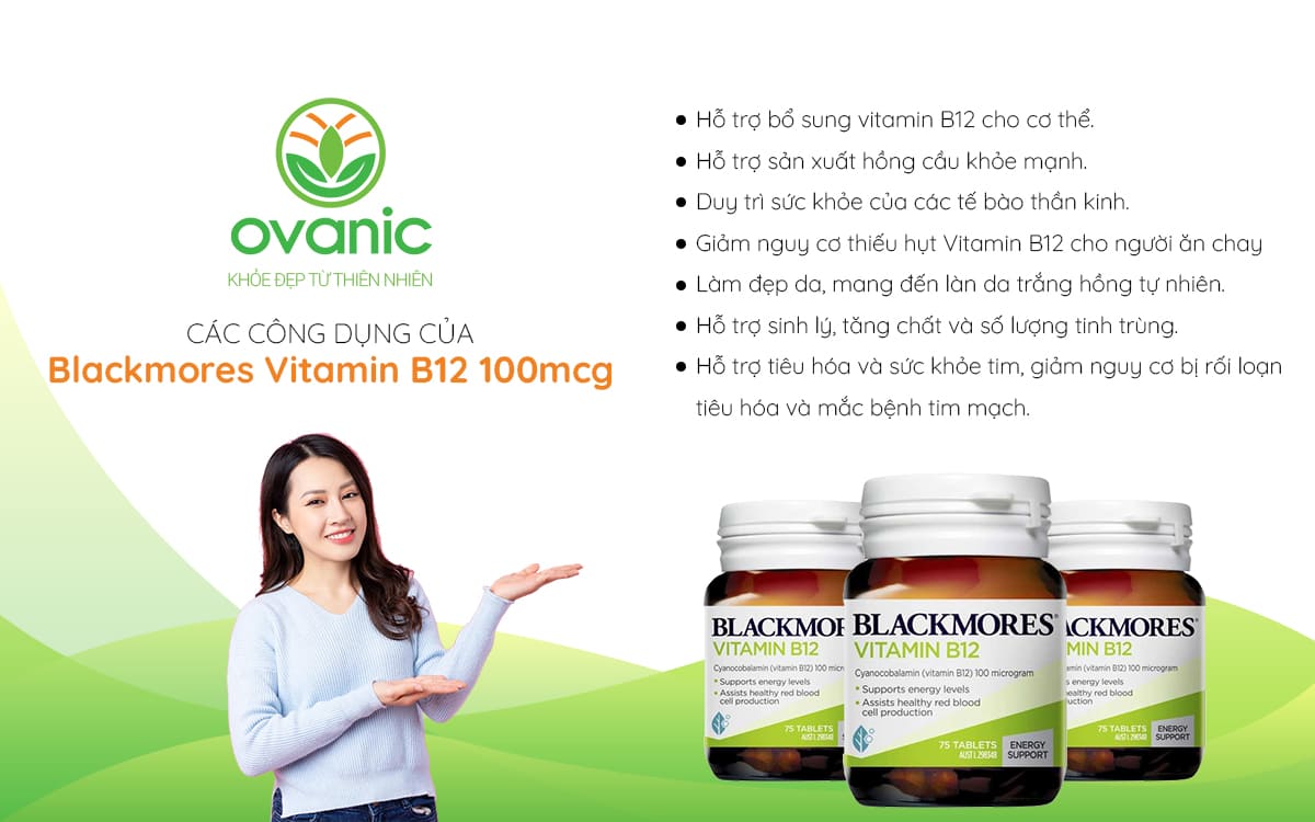 Công dụng của sản phẩm Viên Uống Bổ Sung Vitamin B12 Blackmores