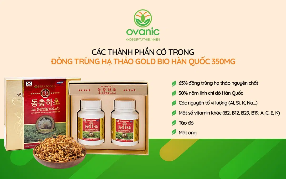 Thành phần có trong Đông trùng hạ thảo Gold Bio