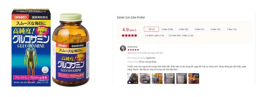 Đánh giá của người dùng về Viên uống Glucosamine Orihiro