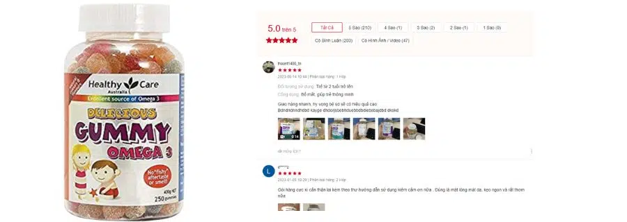 Đánh giá của người dùng về Kẹo Gummy Healthy Care Omega 3 Của Úc
