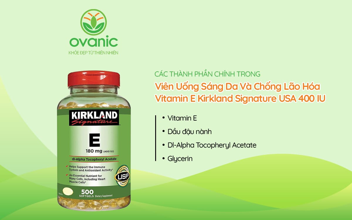 Thành phần của sản phẩm Vitamin E Kirkland Signature