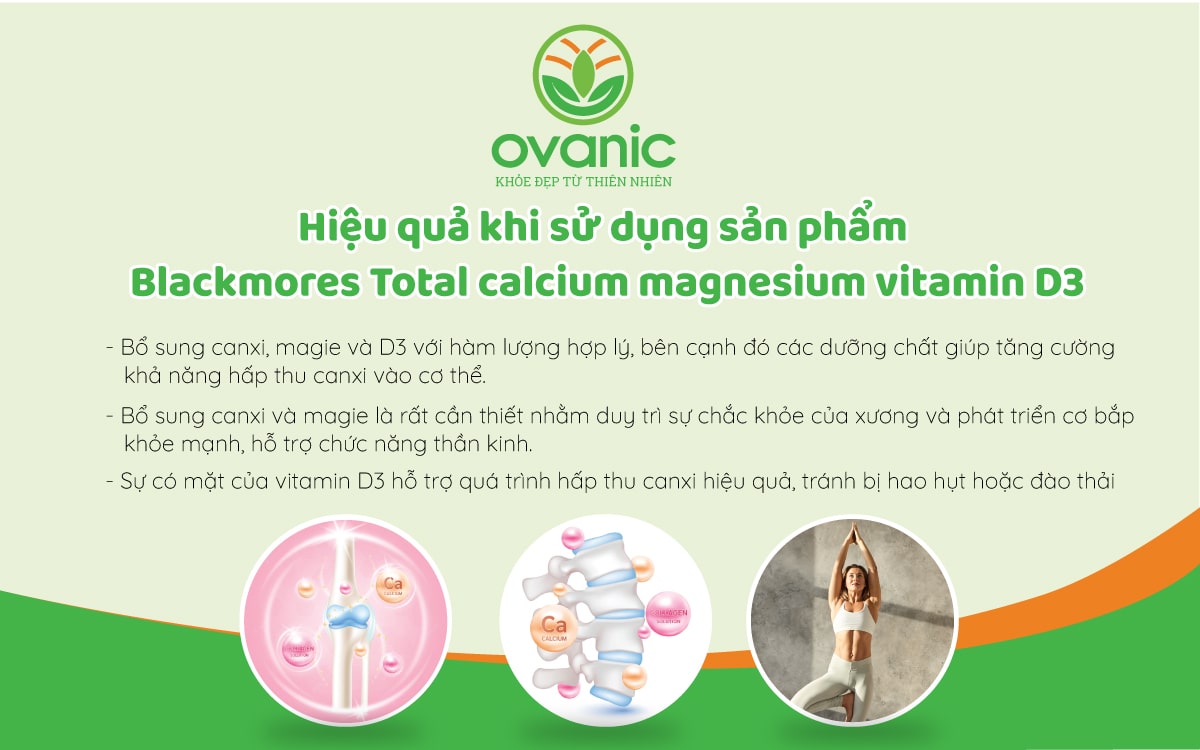 Công dụng của sản phẩm Blackmores Total calcium magnesium