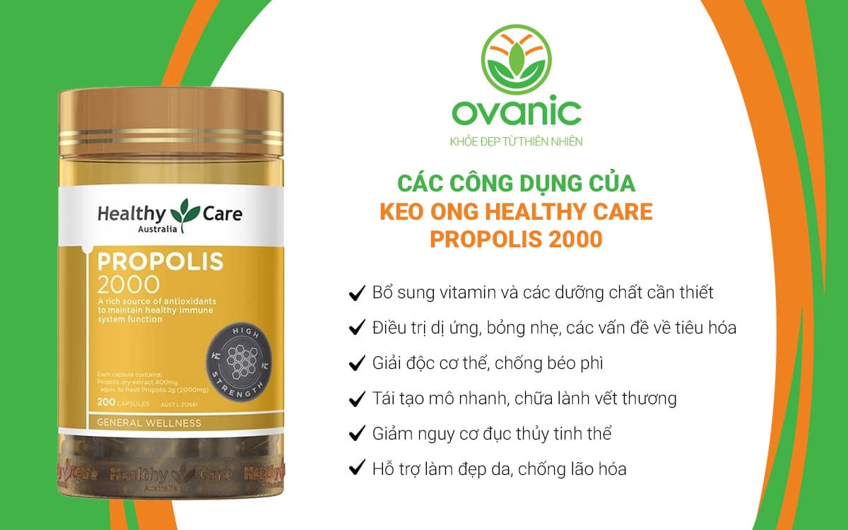 Công dụng của Keo Ong Healthy Care Propolis 2000