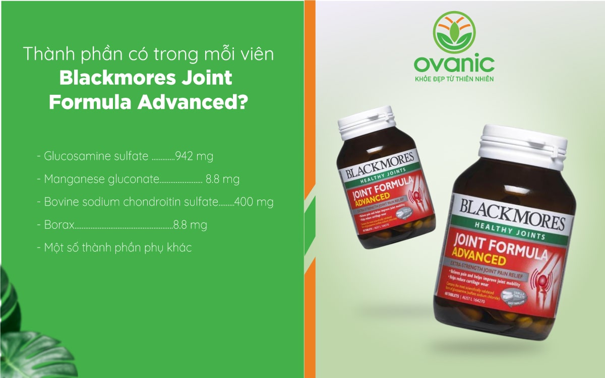 Thành phần trong viên uống Blackmores Joint Formula Advanced