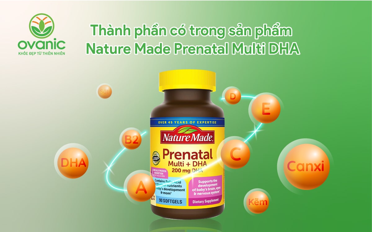 Thành phần Nature Made Prenatal Multi DHA Mỹ