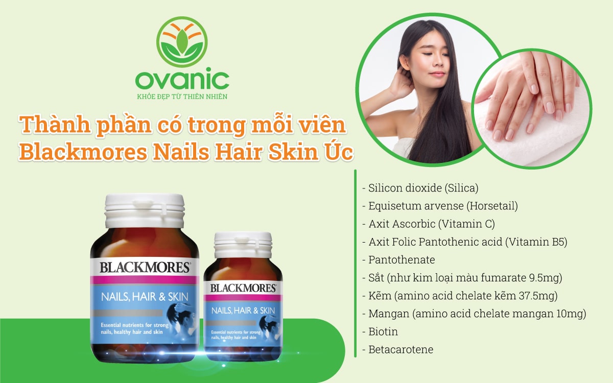 Thành phần của Blackmores Nails Hair Skin Úc