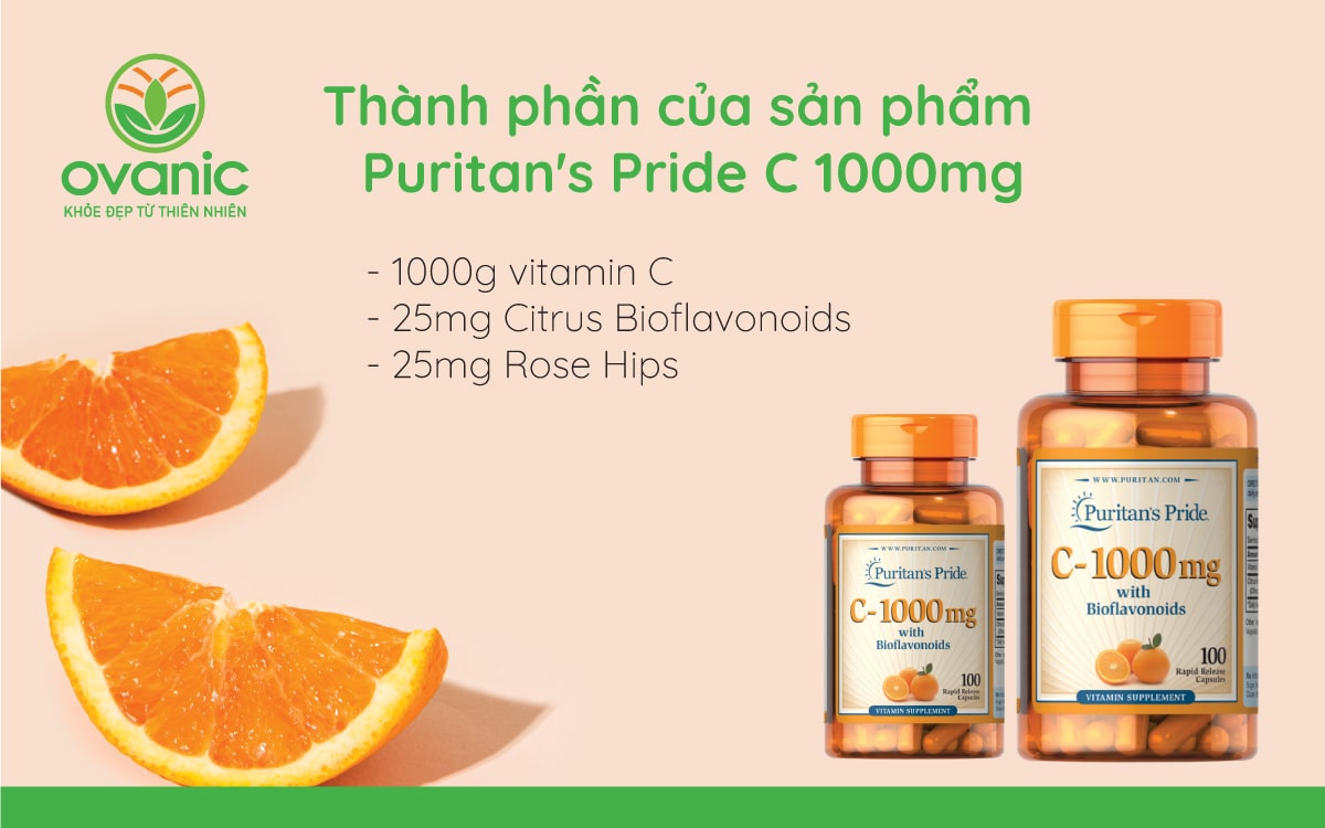 Thành phần Viên Uống Bổ Sung Vitamin C – Puritan’s Pride C 1000mg