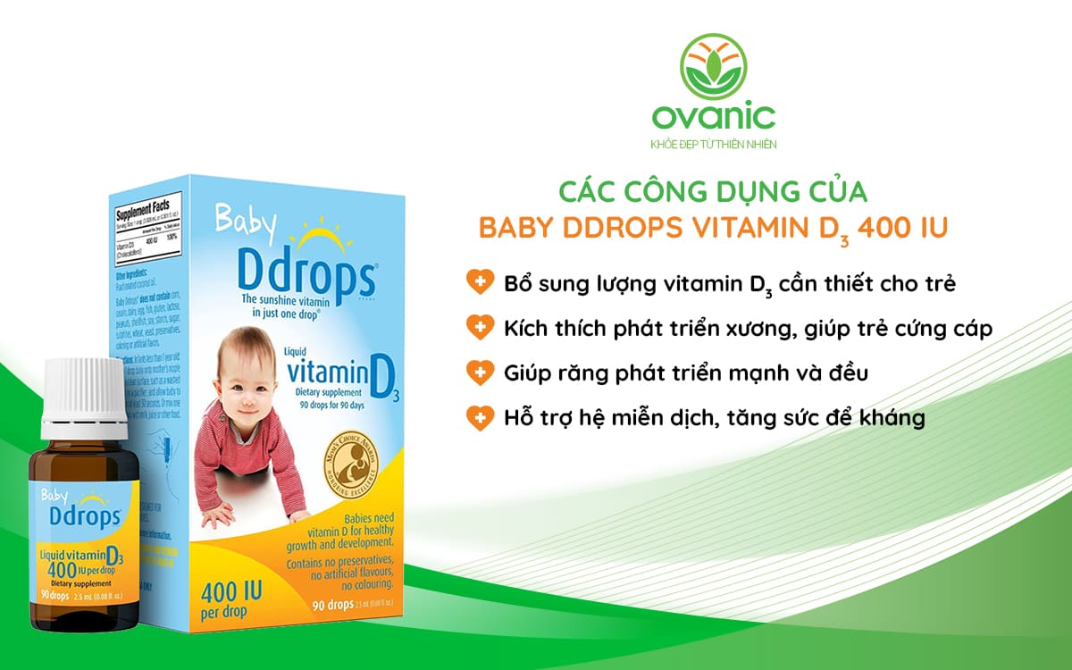 Công dụng của Baby Ddrops Vitamin D3 400 I.U