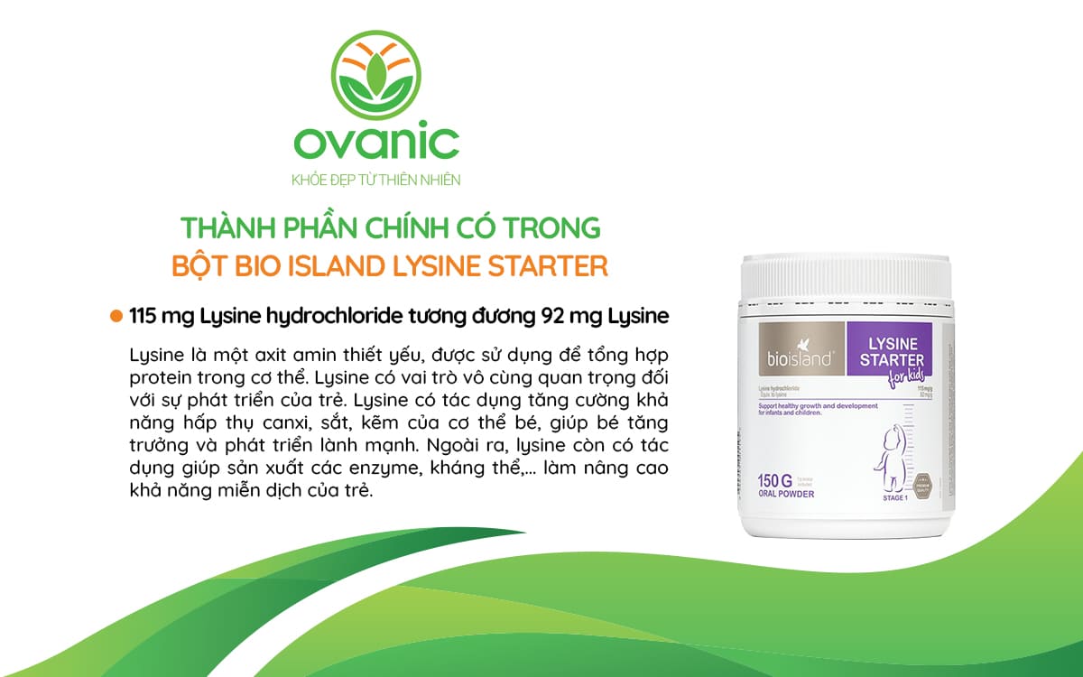 Thành phần có trong Bột Bio Island Lysine Starter