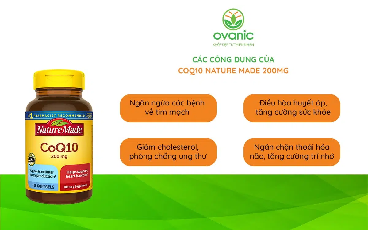 Công dụng của Viên uống hỗ trợ tim mạch CoQ10 Nature Made