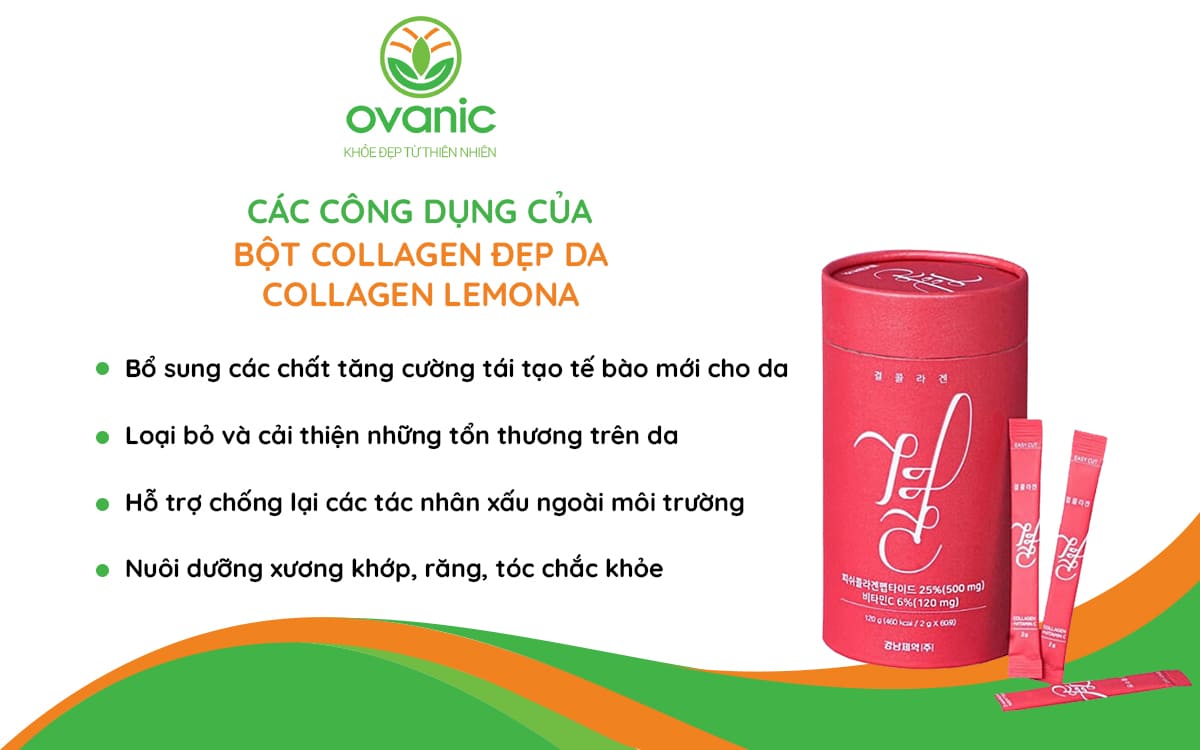 Công dụng của Bột collagen đẹp da Collagen Lemona