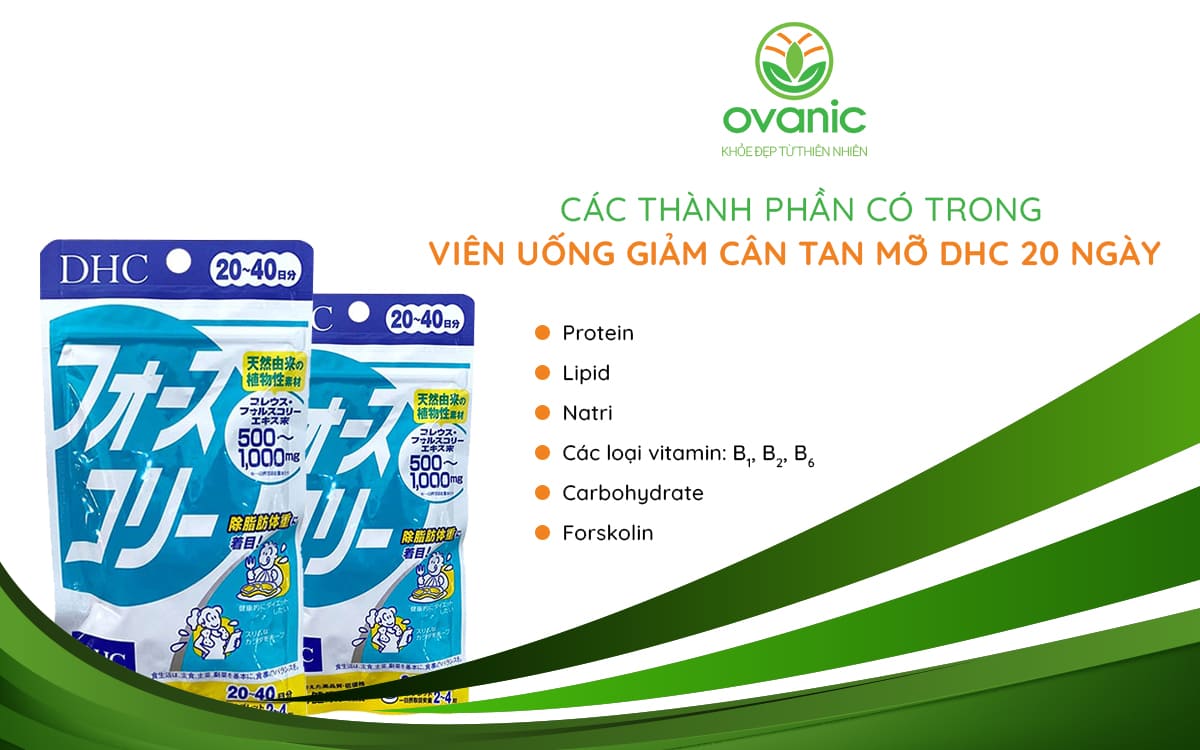 Thành phần có trong Viên Uống Giảm Cân Tan Mỡ DHC