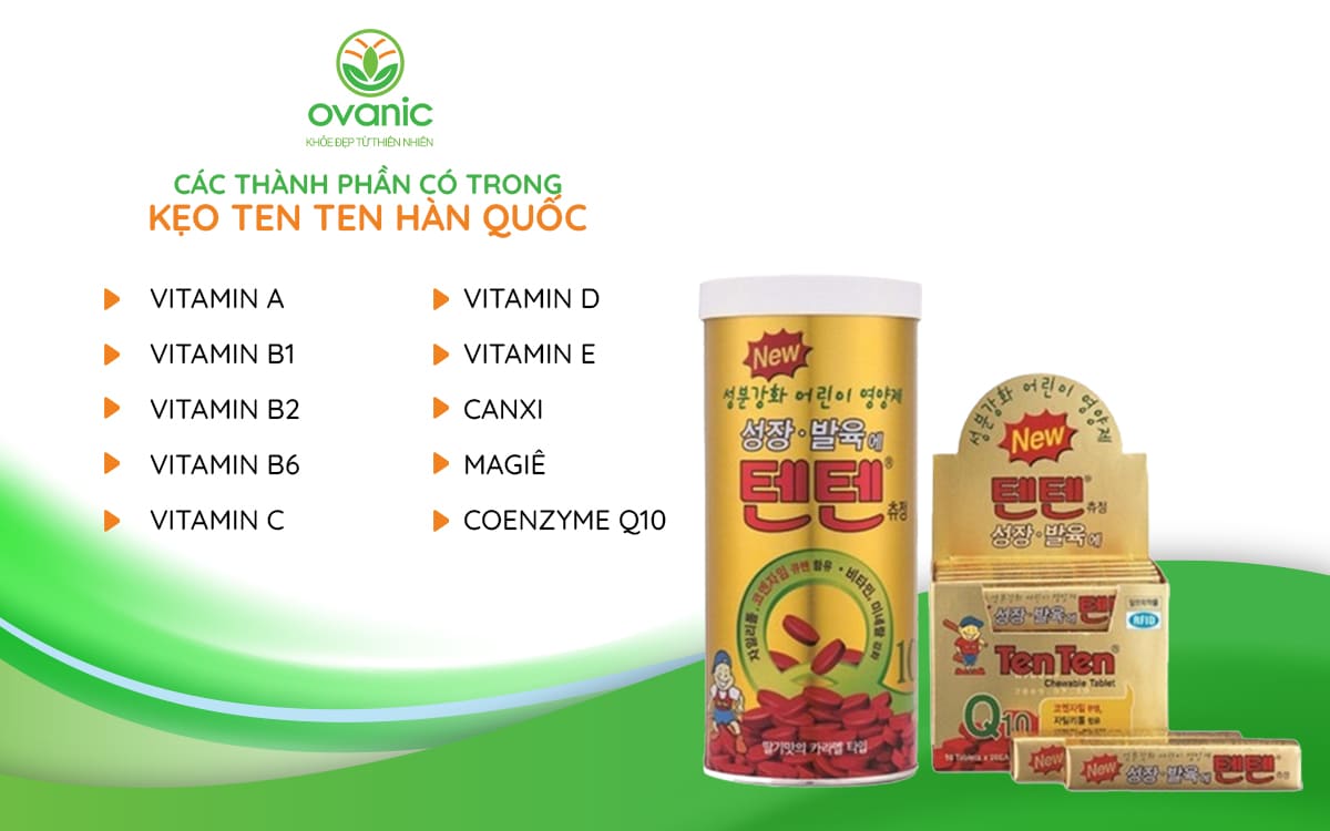Thành phần có trong Kẹo Ten Ten Hàn Quốc