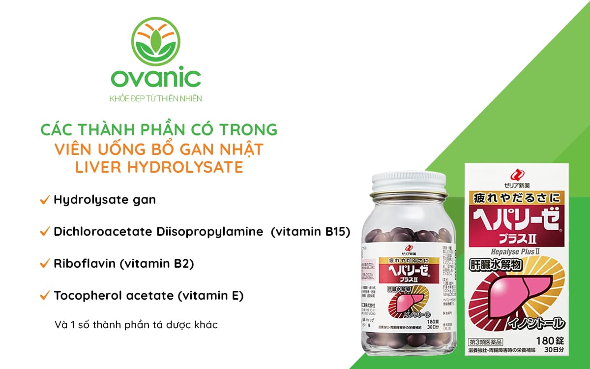 Thành phần có trong Viên Uống Bổ Gan Nhật Liver Hydrolysate