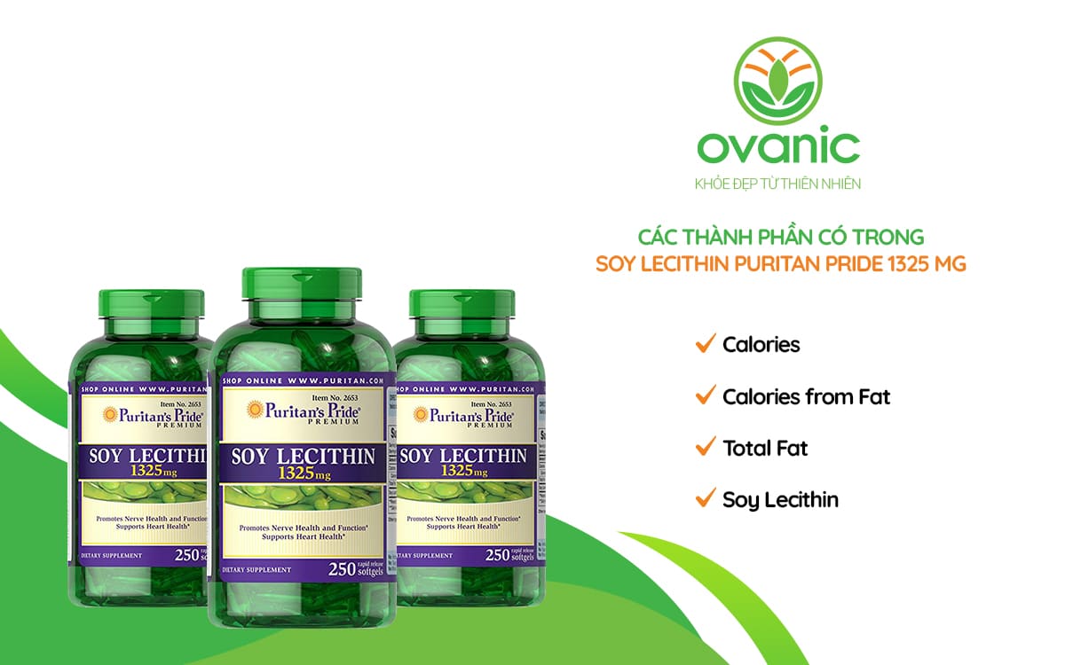 Thành phần có trong sản phẩm Soy Lecithin Puritan Pride 1325 Mg