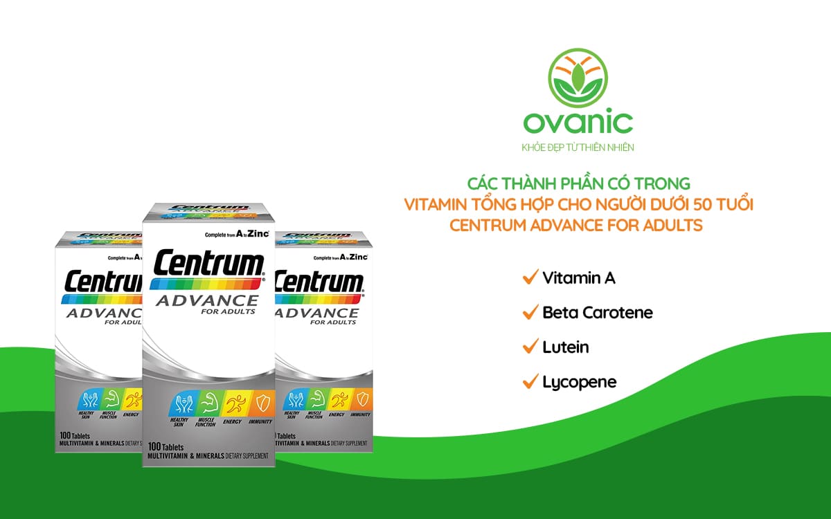 Thành phần có trong sản phẩm Centrum Advance For Adults