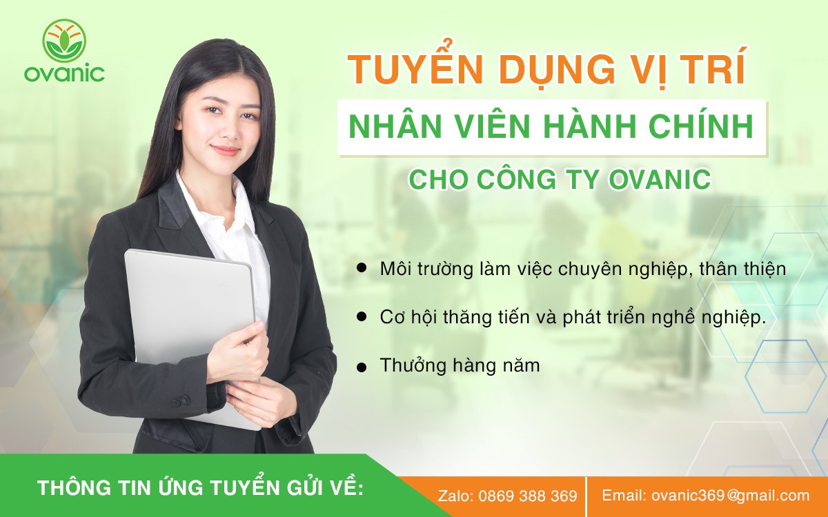 Tuyển dụng vị trí hành chính tại ovanic