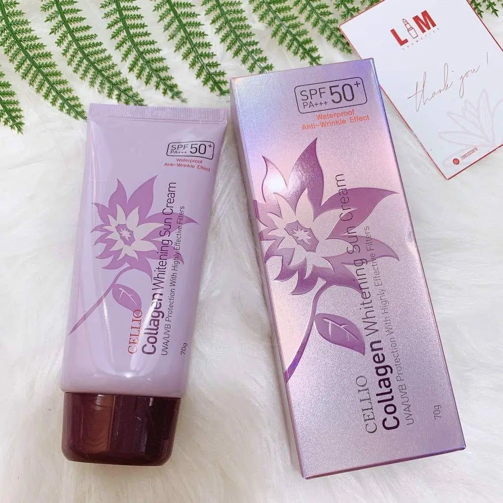 Cellio Collagen Whitening Sun Cream SPF50 PA+++ Màu Tím