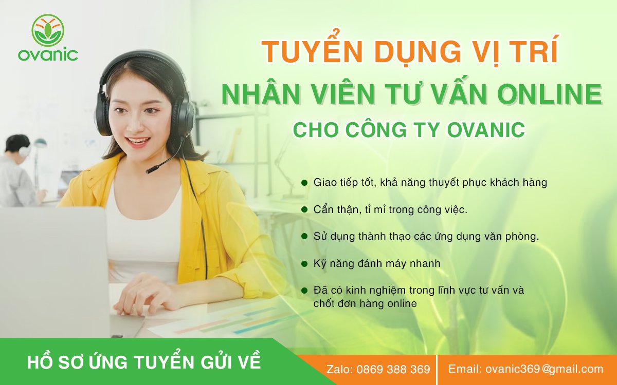 Tuyển dụng nhân viên tư vấn online Ovanic