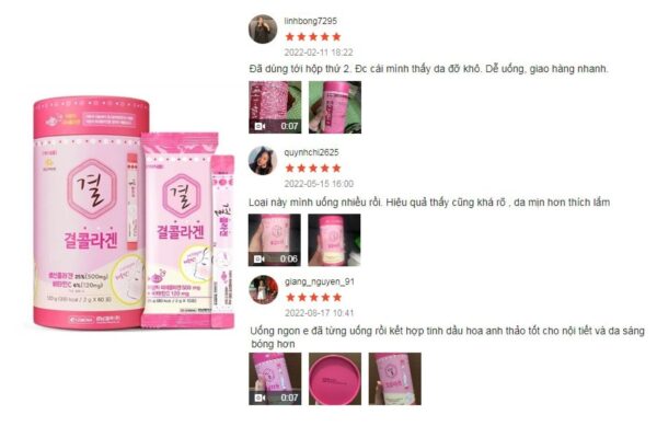 đánh giá của người dùng về collagen