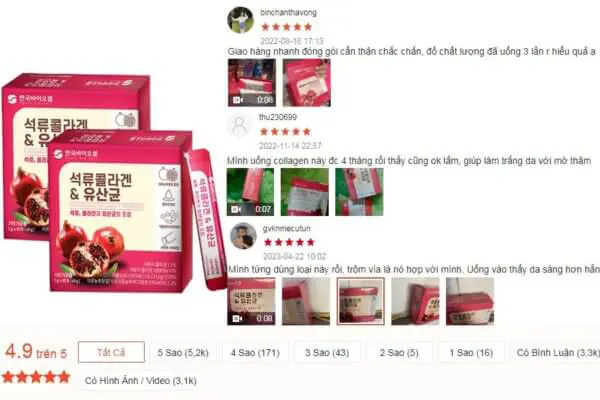 Phản hồi Collagen Lựu Đỏ Bio Cell