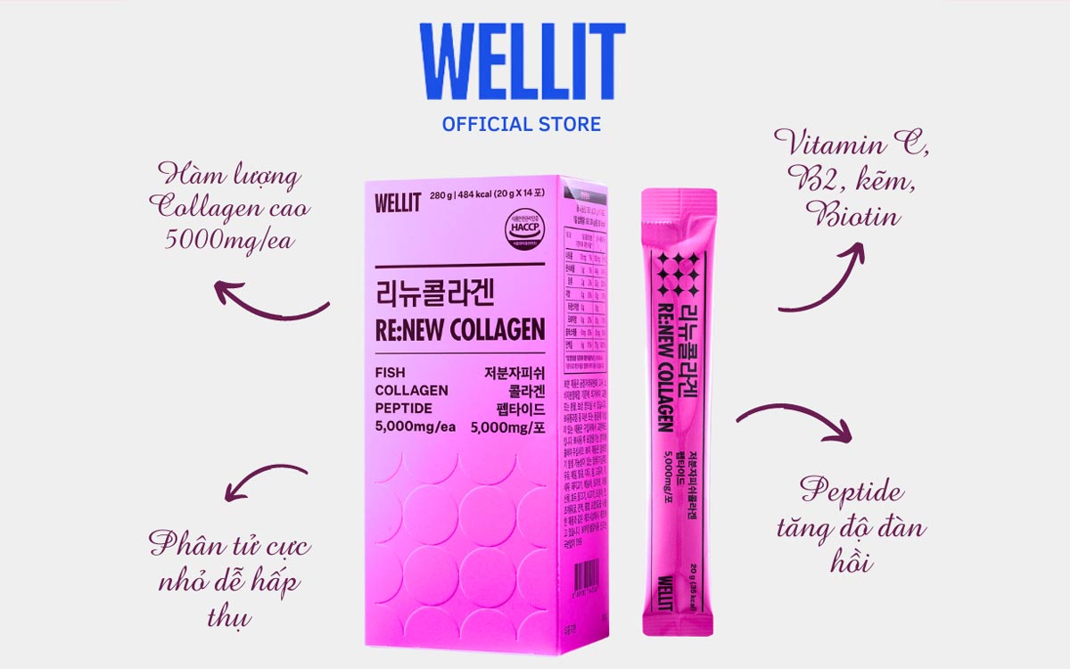 Lợi ích Renew Collagen WELLIT công dụng của collagen nước Wellit