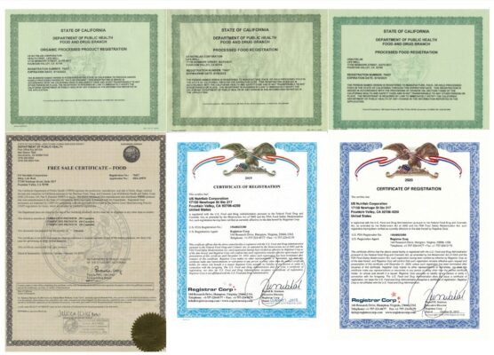 Certificates - US NUTRI LABS