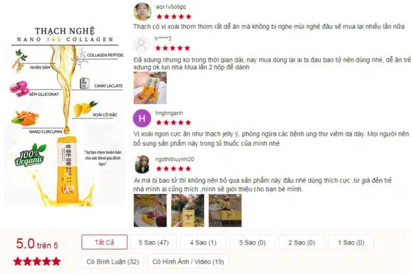 Phản hồi Collagen Nano Curcumin