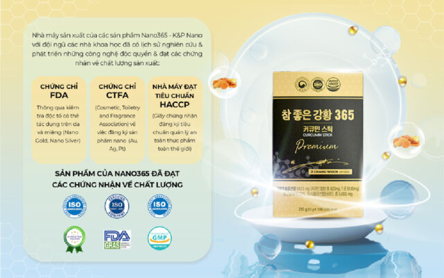 Chứng nhận Thạch Nghệ Collagen Nano Curcumin Thạch nghệ collagen nano curcumin đạt được nhiều giấy chứng nhận về chất lượng