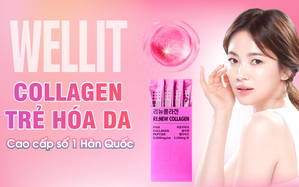 Renew Collagen WELLIT trẻ hóa da Wellit Collagen Renew hỗ trợ làm đẹp