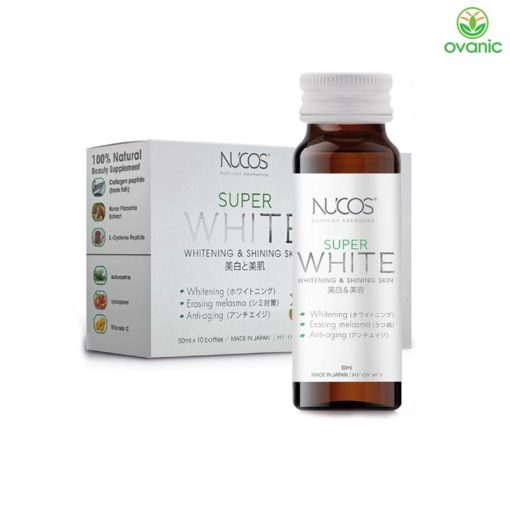 Nước uống Collagen Nhật Bản trắng da, giảm nám Nucos Super White 10.000mg (Hộp 10 chai x 50ml)