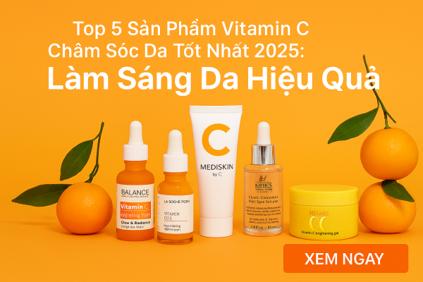 Hình ảnh minh họa các sản phẩm Vitamin C chăm sóc da phổ biến