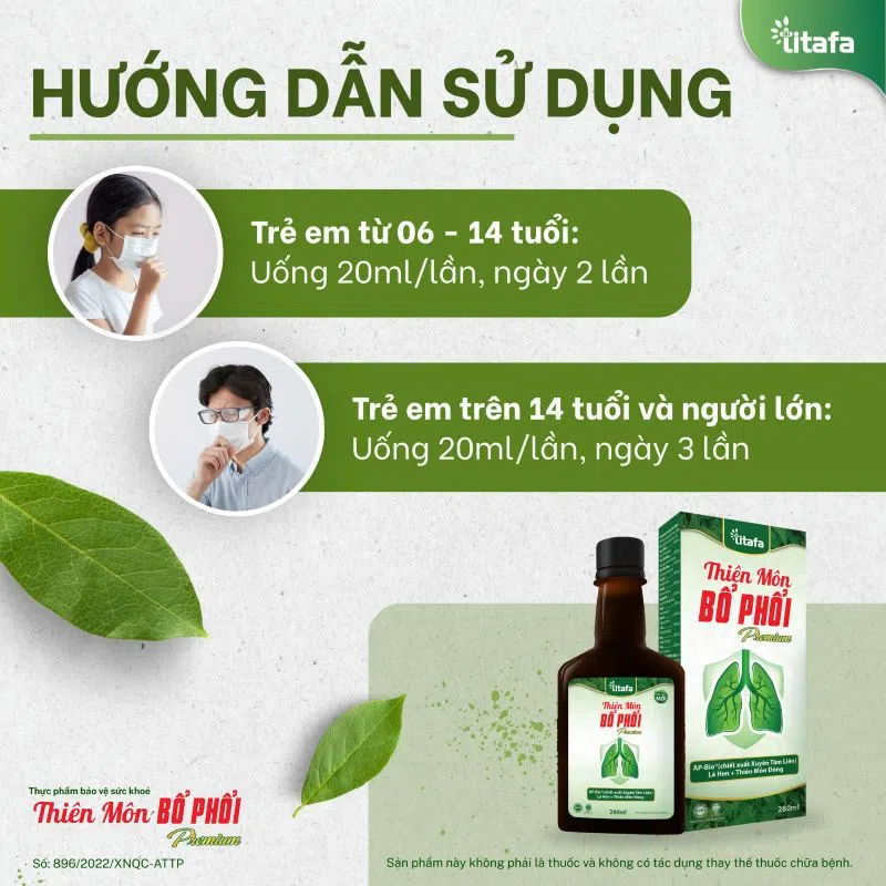Hướng dẫn sử dụng Siro Thiên Môn Bổ Phổi Premium Titafa infographich
