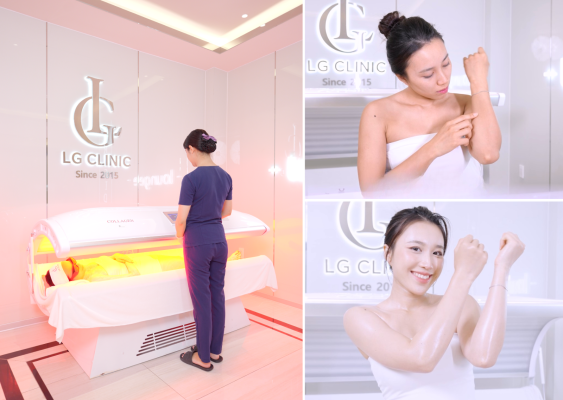 Tắm trắng Smart Light 6D tại LG Clinic giúp da bật tông trắng mịn