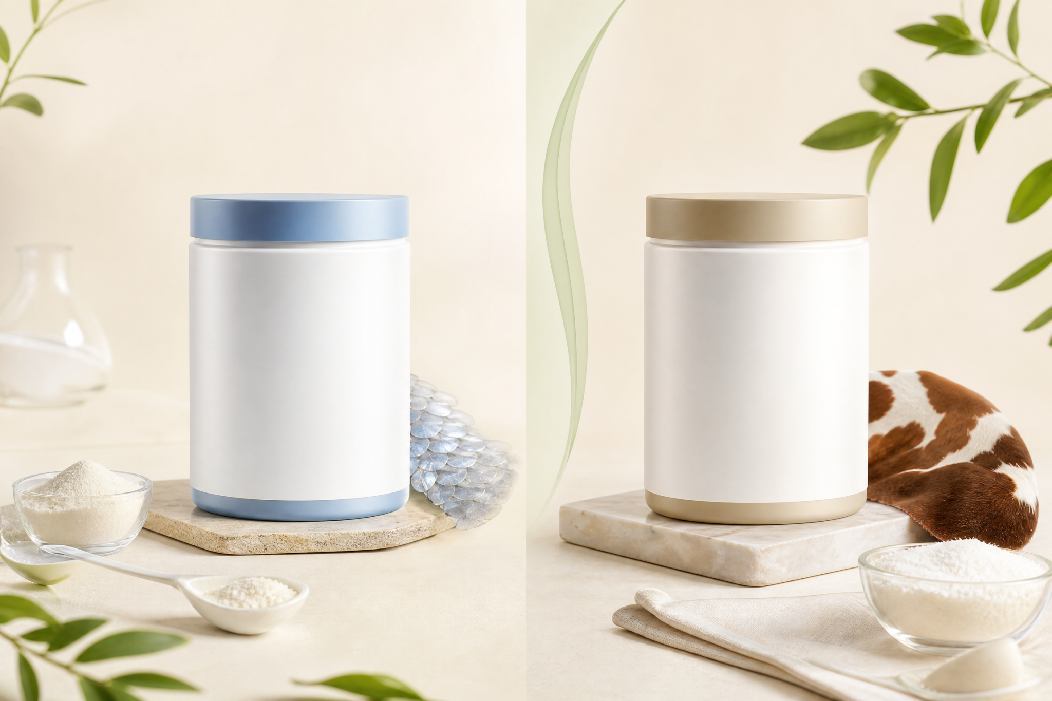 Collagen cá và collagen bò: nên chọn loại nào? So sánh collagen cá và collagen bò theo nguồn gốc, loại collagen và nhu cầu sử dụng