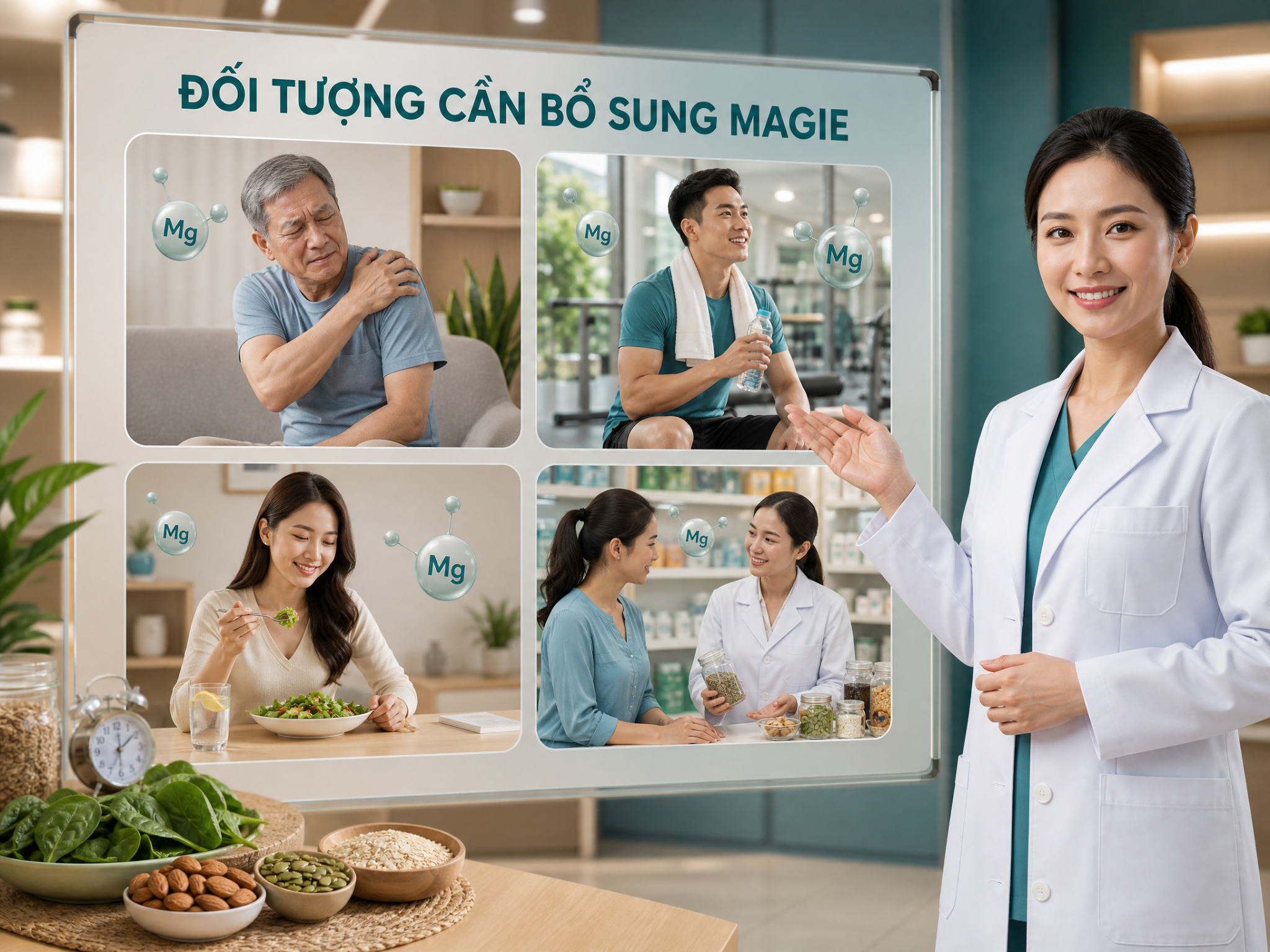 Đối tượng cần bổ sung magie - phụ nữ, người cao tuổi, vận động viên và người mắc bệnh mãn tính Các đối tượng cần bổ sung magie bao gồm phụ nữ, người cao tuổi, vận động viên và người bệnh mãn tính